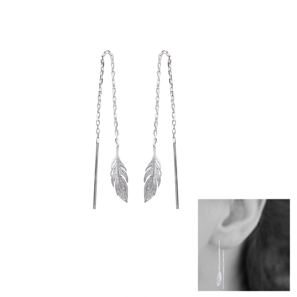Paire de boucles pendantes plume en Argent 925 /1000
