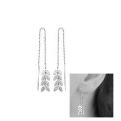 Paire de boucles pendantes laurier  en Argent 925 /1000