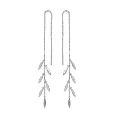 Paire de boucles pendantes maille forcat palmette à enfiler  en Argent 925 /1000
