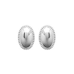 Paire de boucles à vis ovales perlees  en Argent 925 /1000