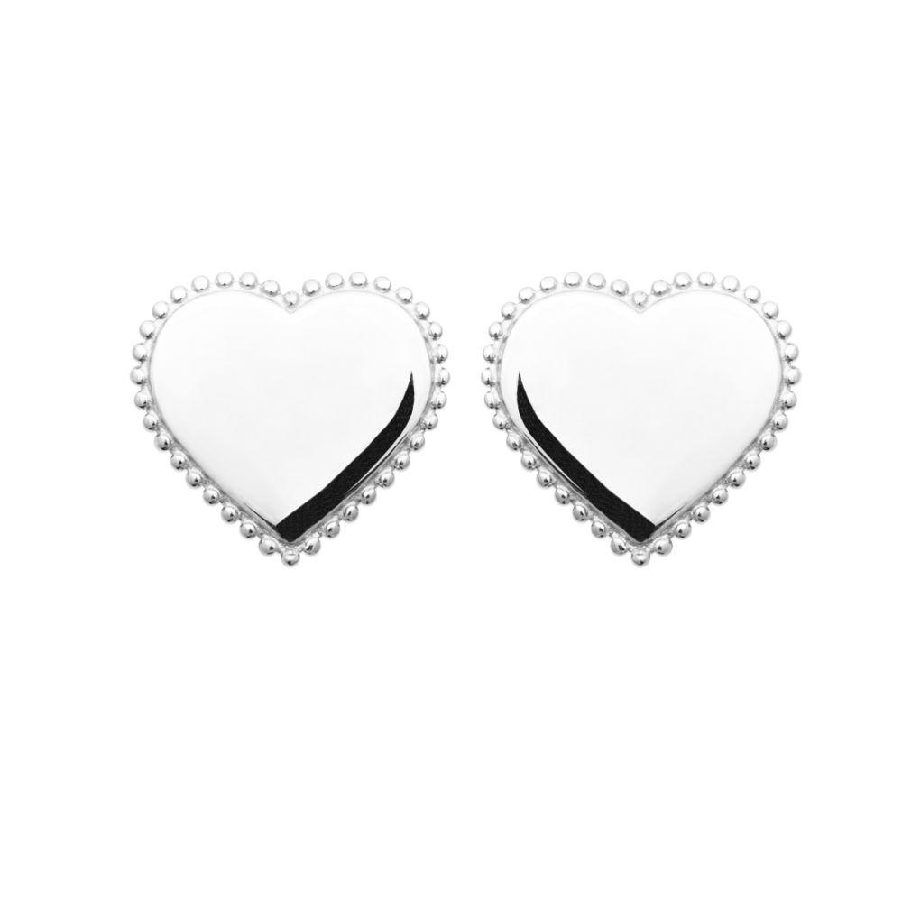 Paire de boucles à vis coeur en Argent 925 /1000