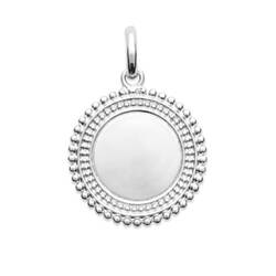 Plaque ronde perlee  en Argent 925 /1000