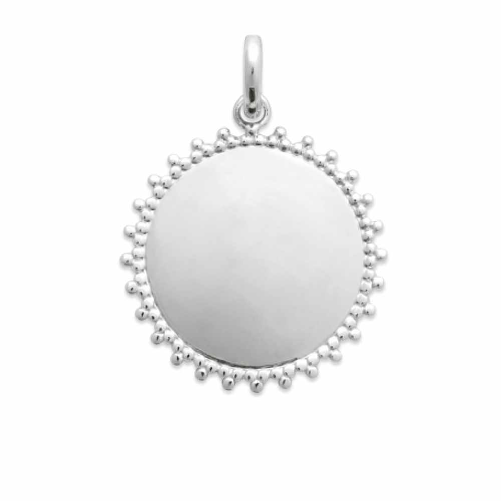 Plaque ronde granulation en Argent 925 /1000