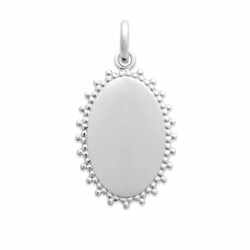 Plaque ovale granulation  en Argent 925 /1000