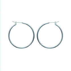 Paire de créoles lisse  en Argent 925 /1000