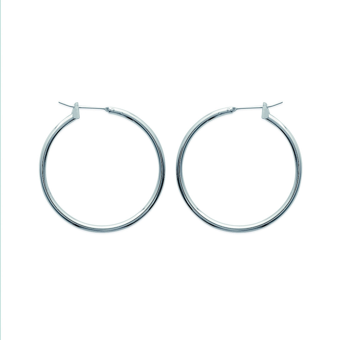 Paire de créoles lisse en Argent 925 /1000