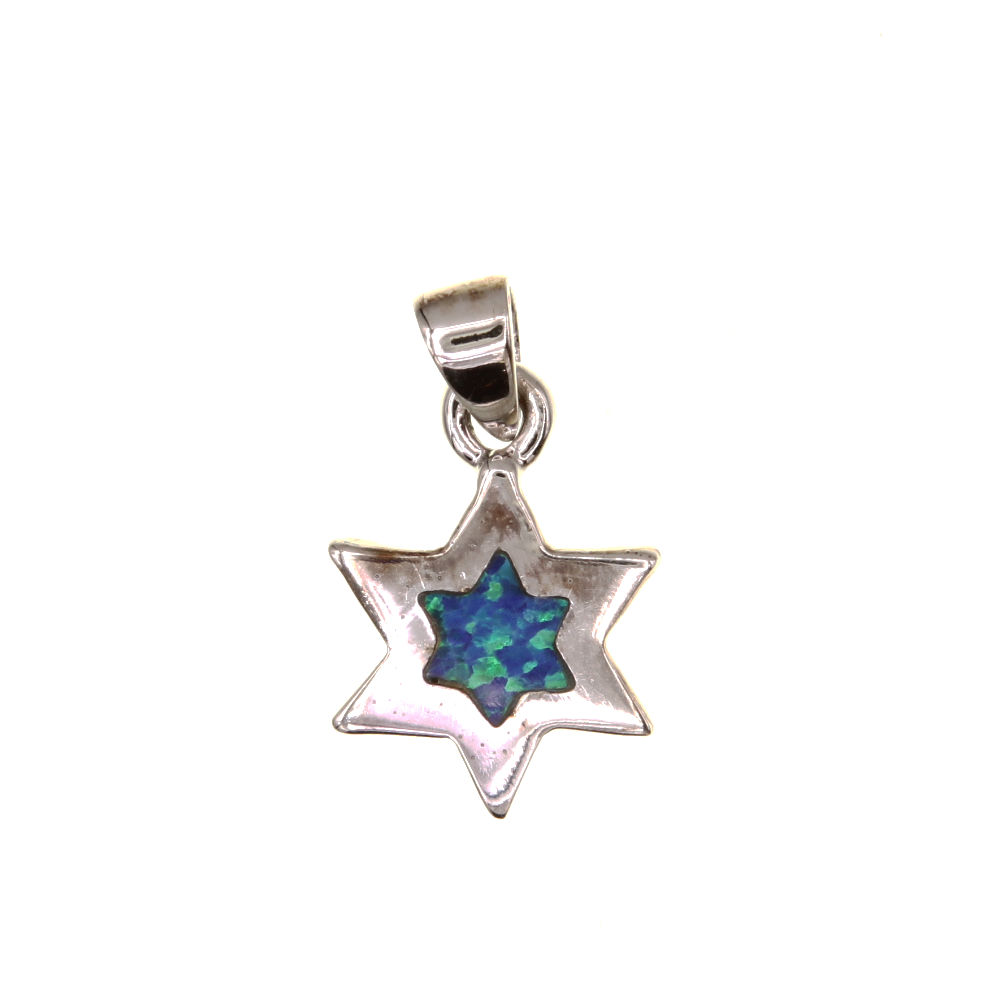 Pendentif religieux etoile bleue en Argent 925 / 1000