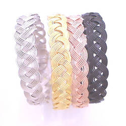 Bracelet Rigide tressé jaune rose ou noir  en Argent 925 /1000