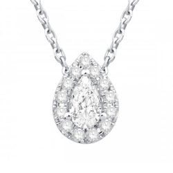 Ras du Cou taille poire avec entourage  en Or 750 / 1000 (18K)