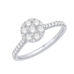 Solitaire multipierres ronde  en Or 750 / 1000 (18K)