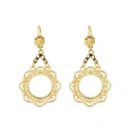Paire de boucles pendantes estampées coeur 10 francs  en Or 750 / 1000 (18K)