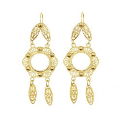 Paire de boucles pendantes pastille 10 francs en  filigrane  en Or 750 / 1000 (18K)